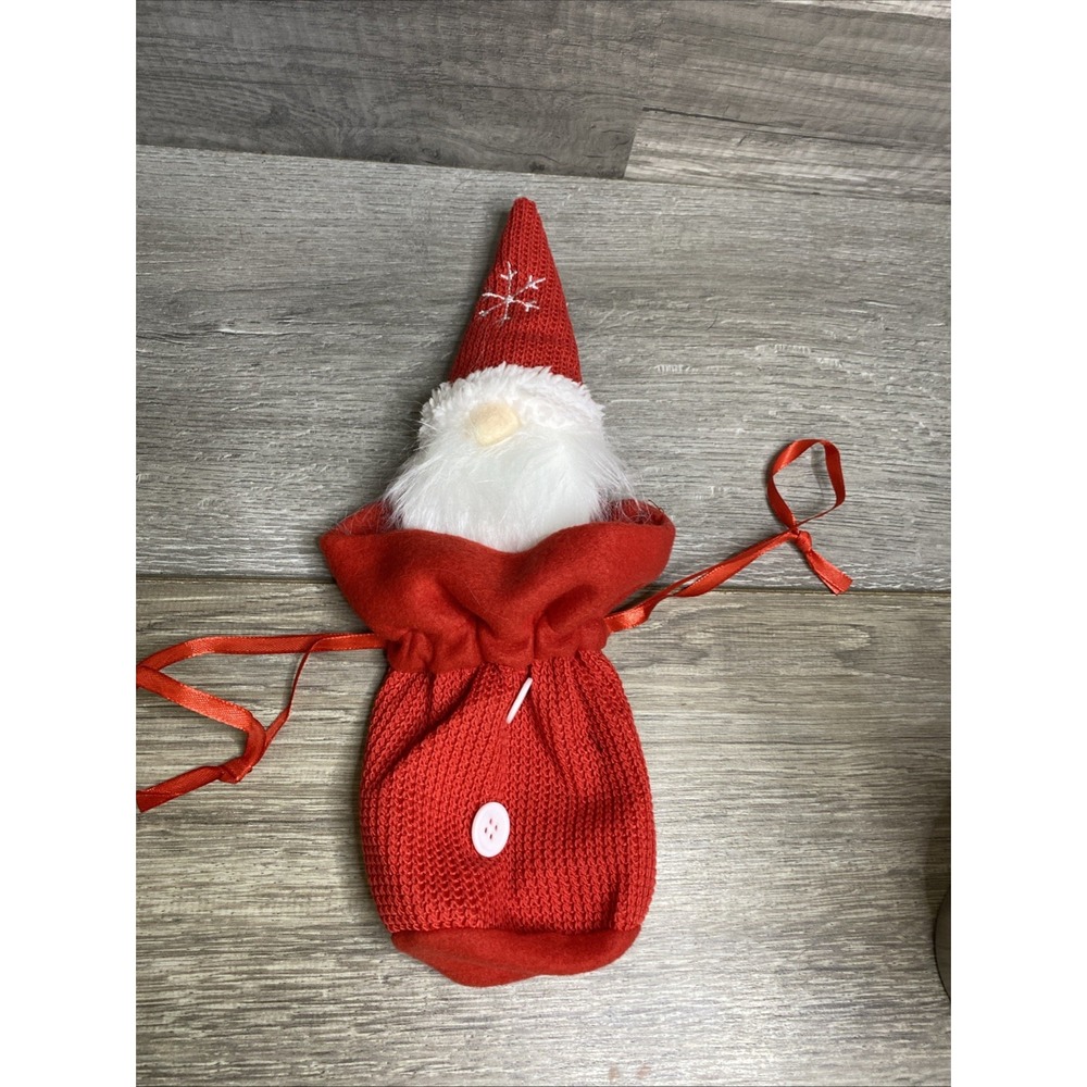 Unbranded Gnome Gift Bag Large Red Good Drawstring Santa Hat Felt Knit